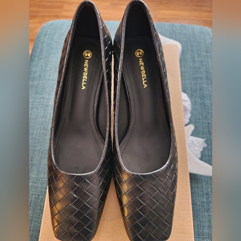 Black Square Toe Block 2.5" Heels